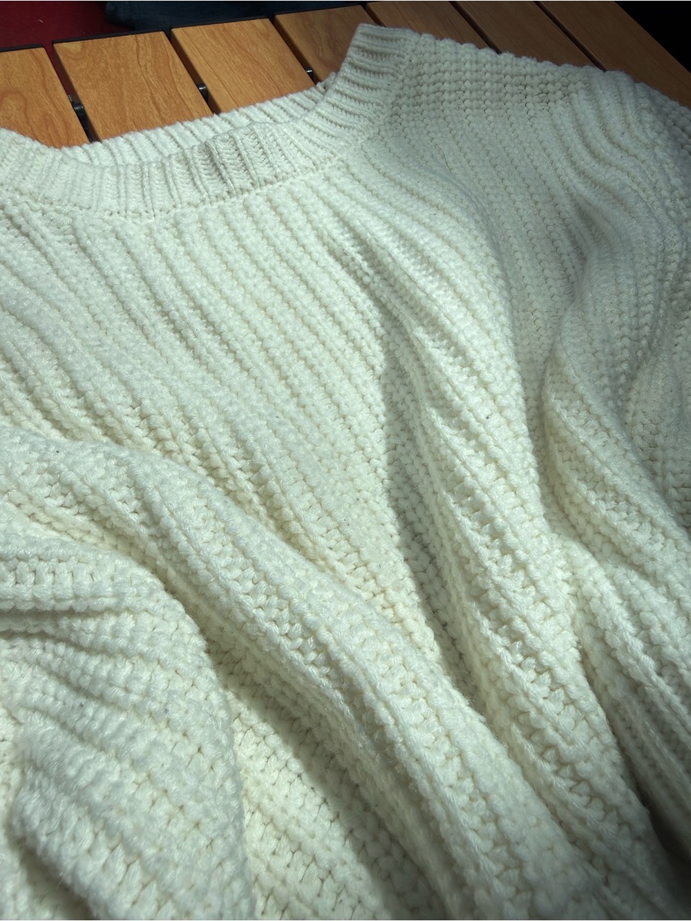 Full Tilt Women's Cream Ribbed Knit Sweater